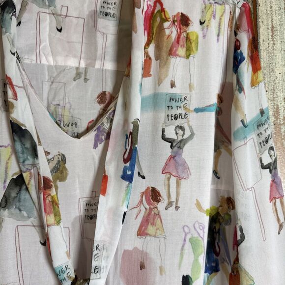 Riani Woman's Pink Power To The People Size 10 Artwear Long Sleeve Button Down - Picture 11 of 16